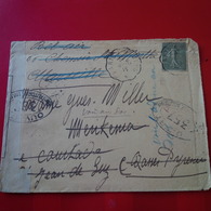 LETTRE MADAME GUER MILLER VILLA MERIKEMIA SAINT JEAN DE LUZ CACHET OUVERT 357 - Militärische Franchisemarken