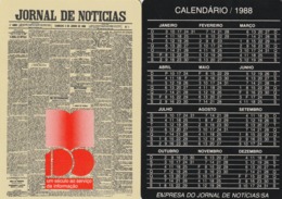 1988 Pocket Calendar Calandrier Calendario Portugal Jornal Newspaper Journal Periodico JN Jornal De Noticias - Grand Format : 1981-90