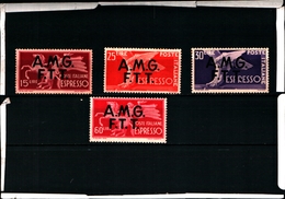 93622) ITALIA-Trieste -AMG FT-Democratica, Soprastampa Su Due Linee - ESPRESSI - 1947 - 4 VALORI-MNH** - Posta Espresso