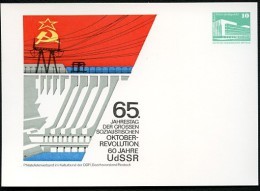 DDR PP18 B2/021 Privat-Postkarte STROMLEITUNGEN STAUDAMM Rostock 1982  NGK 3,00 € - Postales Privados - Nuevos
