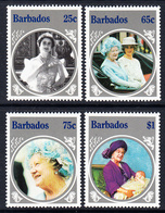 1985 Barbados Queen Mother  JOINT ISSUE  Complete Set Of 4 MNH - Barbados (1966-...)