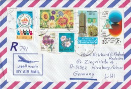 Egypt Cover Germany - 1997 1998 - Air Mail Flowers Feasts National Bank Fair Parliamentary Conference - Cartas & Documentos