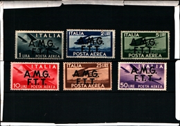 93623) ITALIA-Trieste -AMG FT-Democratica, Soprastampa Su Due Linee - POSTA AEREA - 1 Ottobre 1947- 6 VALORI-MNH** - Poste Aérienne