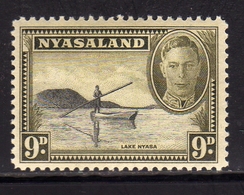 NYASALAND PROTECTORATED NYASSALAND 1945 KING GEORGE VI RE GIORGIO CANOE ON LAKE NYASA 9p MNH - Nyassaland (1907-1953)