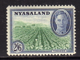 NYASALAND PROTECTORATED NYASSALAND 1945 KING GEORGE VI RE GIORGIO TOBACCO ESTATE TABACCO 2/6 2sh 6p MNH - Nyassaland (1907-1953)