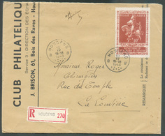 5Fr. Secours D'Hiver Obl. Sc HOUDENG Sur Lettre Recommandée Du 10-IV-1943 Vers La Louvière - 15365 - Storia Postale