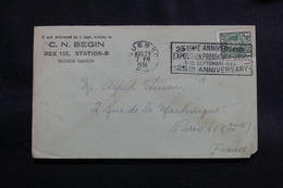 CANADA - Enveloppe Commerciale De Quebec Pour Paris En 1936, Affranchissement Plaisant - L 56580 - Lettres & Documents