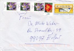 BRD Erfurt TGST 3x Mi. 2480 A Krokus + Mi. 2471 A Tagetes + ATM Mi. 5.1 Briefkasten - Storia Postale