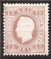 Portugal, 1870/6, # 38 G Dent. 12 3/4, Tipo III, Papel Porcelana, MH - Nuevos