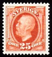 1891-1904. Oscar II. 25 öre Red Orange. Very Nice. (Michel 46) - JF100821 - Unused Stamps