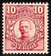 1910-1914. Gustav V. 10 öre Carmine Wmk. Crown. (Michel 61) - JF100929 - Neufs