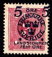 1916. Landstorm II. 5+Fem Öre On 3 Ö. Rose. Beautiful Centered With Variety: Misplace... (Michel 98) - JF101037 - Unused Stamps