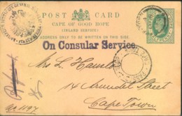 1902,  1/2 Penny Stat. Card Within CAPETOWN "PASSED BY CENSOR", Sender German Generalconsulate -Boerwar - Cap De Bonne Espérance (1853-1904)