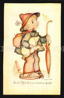 Neujahr Schwein Regenschirm Hummel Postcard Artist Signed Artiste Carte Postale Signée W5-1375 - Hummel