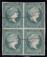 CUBA PUERTORICO 1855 N.1 QUARTINA VFU - Gebruikt