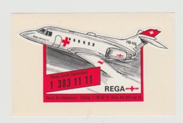 Airplane-vliegtuig-luchthaven Sticker Red Cross REGA Swiss Air-ambulance Switserland - Aufkleber