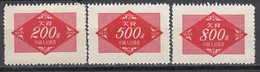 CHINA Porto 1954 - MiNr: 11-13  * - Timbres-taxe