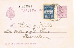 36156. Entero Postal TARRASA (Barcelona) 1929. Sello Recargo Exposicion - Barcelona