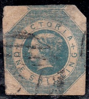 AUSTRALIA VICTORIA 1854 ONE SHILLING 1s AZZURRO - Used Stamps