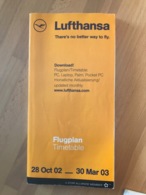 LUFTHANSA Flugplan Timetable 28 Oct 02 _  30 Mar 03 - Tijdstabellen