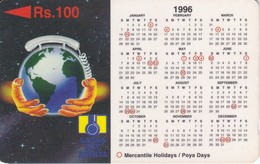 (19SRLA) TARJETA DE SRY LANKA DE Rs.100 CALENDARIO 1996 - Sri Lanka (Ceilán)