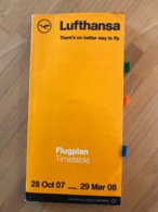 LUFTHANSA Flugplan Timetable 28 Oct 07  _  29 Mar 08 - Orari