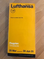 LUFTHANSA Flugplan Timetable 25 Mar  _  30 Jun 01 - Zeitpläne