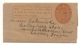 Neuseeland New Zealand Postage Halfpenny Streifband Wrapper Ca. 1905 Nach Wiebelskirchen / Saar - Ganzsachen