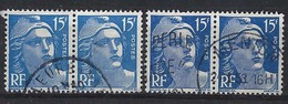 FRANCE:  Paires Du Y&T 886, 2 Paires Horiz. Oblitérées, 2 Nuances Différentes - Used Stamps
