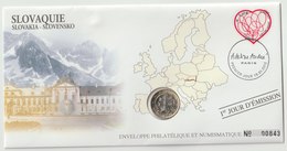 SLOVAQUIE - 4 FDC PHILATELIE ET NUMISMATIQUE  - 1€ - 2€ X 3 -  2009/2012 - Slowakije