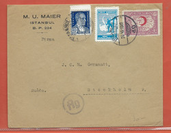 TURQUIE LETTRE CENSUREE DE 1943 DE ISTAMBOUL POUR STOCKHOLM SUEDE - Storia Postale