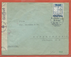 TURQUIE LETTRE CENSUREE DE 1940 DE GALATA POUR COPENHAGUE - Storia Postale