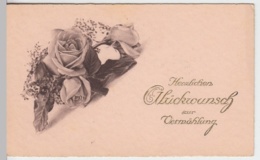 (9296) Glückwunschkarte Hochzeit, Rosen, Vor 1945 - Noces