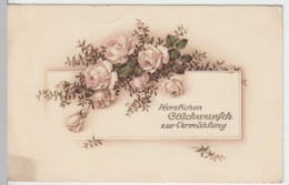 (9744) Glückwunschkarte Hochzeit, Rosen, Myrte, Vor 1945 - Noces