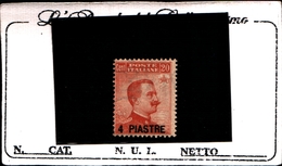 93649) ITALIA-4 Pi. Su 20 C.Emissioni Ordinarie Soprastampate In Moneta Turca - Novembre 1921- MLH*-firmato - Non Classés