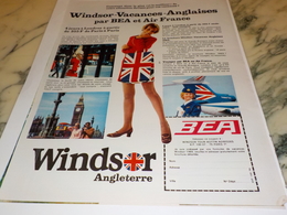 ANCIENNE PUBLICITE EN VACANCE WINDSOR AIR FRANCE BEA 1969 - Advertisements