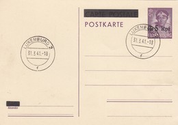 POSTKARTE. LUXEMBURG. 31 3 41. 5Rpf/75c - 1940-1944 Occupazione Tedesca