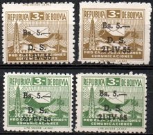 Bolivia 1955  ** CEFIBOL 627-28  Pro Caja De Jubilaciones Comunicaciones. Sobrecargas Delgada Y Gruesa. - Bolivië