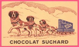 BUVARD Illustré - BLOTTING PAPER - SUCHARD Au Lait - Milka - Chocolat - Attelage - Chien Saint Bernard - Chien Traineau - Tiere