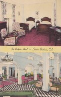 Santa Barbara California, The Barbara Hotel, Lobby & Room Interior View, C1930/s40s Vintage Postcard - Santa Barbara