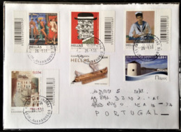 Greece, Circulated Cover To Portugal, "Painting", "Famous People", "Greek Islands", "Paros", "Engraving" 2011 - Lettres & Documents