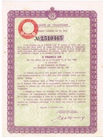 Obligation Ancienne - Royaume De Yougoslavie - Emprunt Funding Or  5% 1933 - Titre De 1935 - W - Z