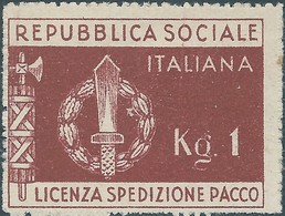 ITALY ITALIA,Social Republic License Parcel Shipment 1944 Issue Of Military Franchise, 1kg - Original Gum, MNH,Rare - Paquetes Postales