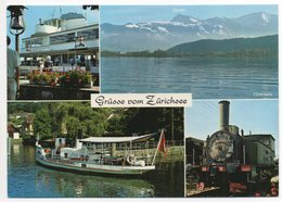 Grüsse Vom Zürichsee WÄDENSWIL Dampflokomotive Schiff Brauerei Wädenswil - Wädenswil