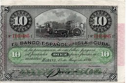 CUBA 10 PESOS 1896   P-49d  AUNC - Cuba