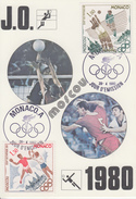 Carte Maximum   1er  Jour   MONACO    Paire   Jeux  Olympiques    MOSCOU   1980 - Ete 1980: Moscou