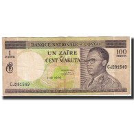 Billet, Congo Democratic Republic, 1 Zaïre = 100 Makuta, 1970, 1970-10-01 - Repubblica Democratica Del Congo & Zaire