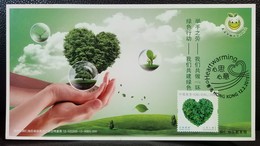 Heartwarming Love Heart Green Leaf Grass Clover 2015 Hong Kong Maximum Card Type F - Maximumkarten