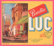 BUVARD Illustré - BLOTTING PAPER - Biscottes LUC - Rue Pasteur - CHATEAUROUX - Imp. B. SIRVEN - Bizcochos