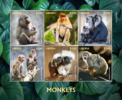 Liberia. 2020 Monkeys. (0113a) OFFICIAL ISSUE - Monkeys